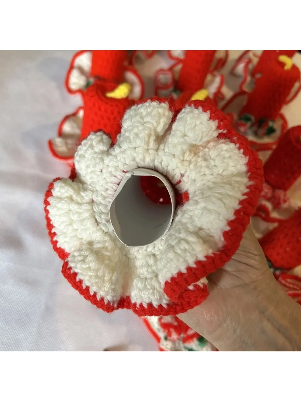 Handmade Red Crochet Holiday Candles  - Set of 15